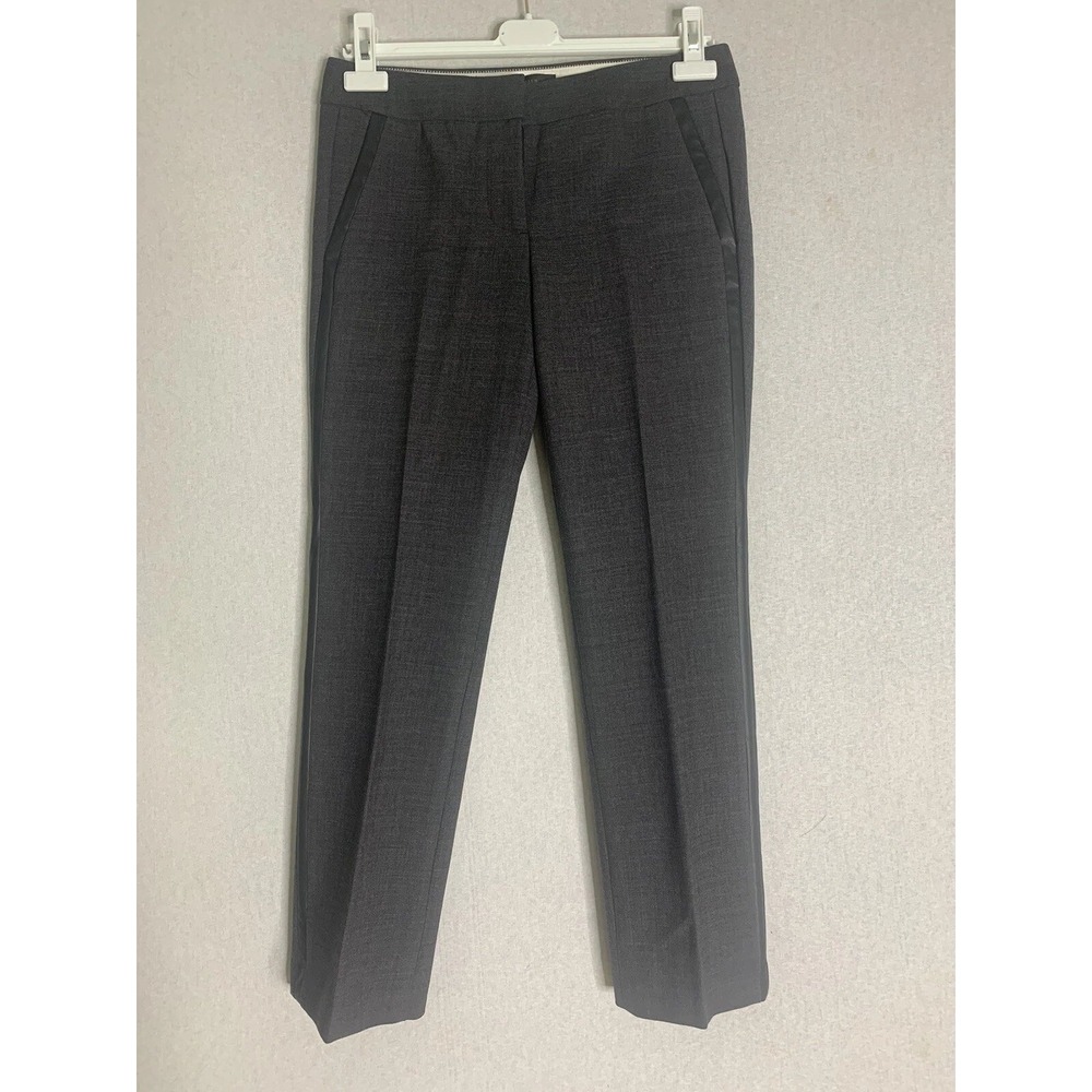 J.Crew Campbell Pants Womens 0 Gray Wool Blend Tuxedo Stripe Slim Office Career